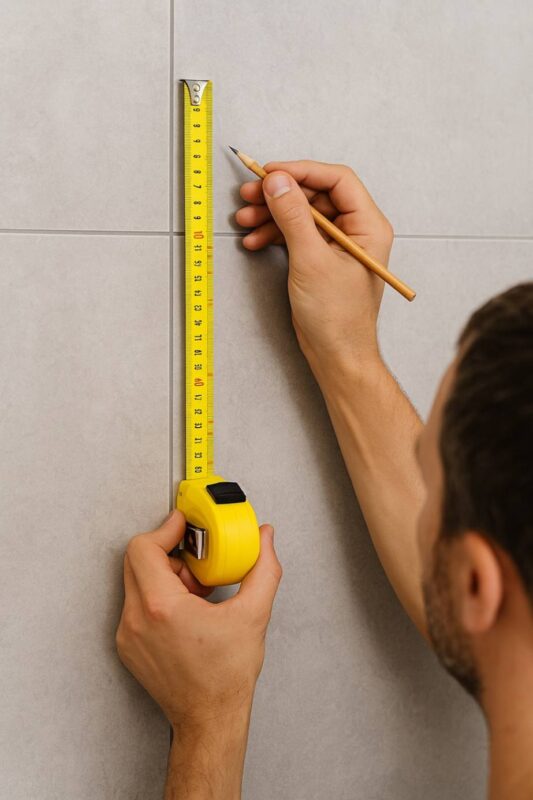Measuring bathroom walls to work out how much tile do you need