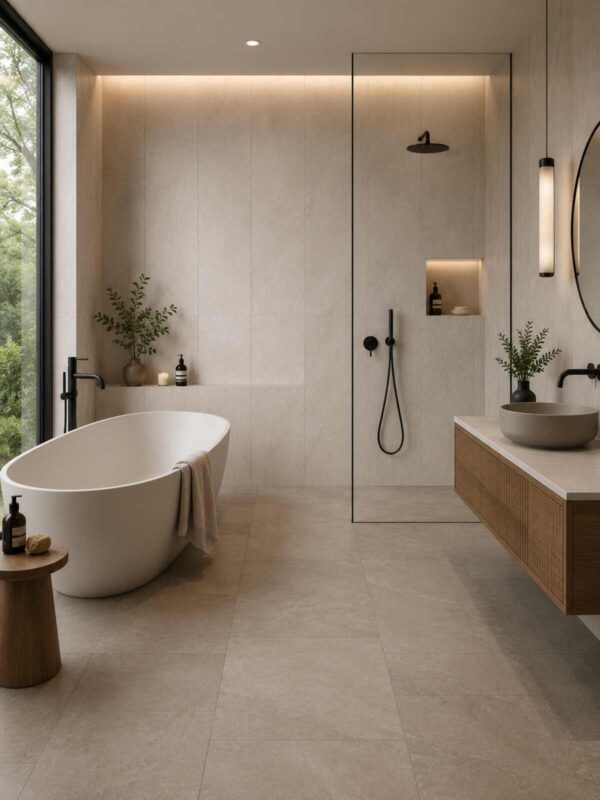 750x1500 wall tiles 300x600 floor brisbane bathroom
