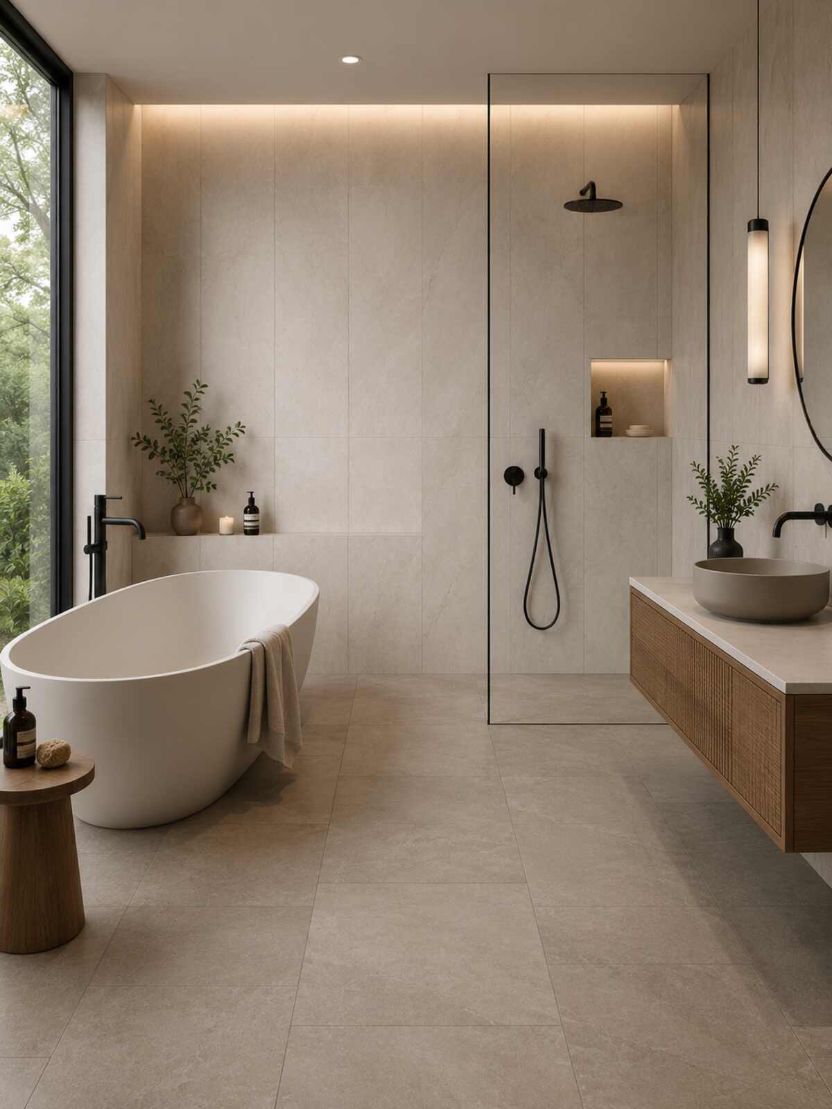 750x1500 wall tiles 300x600 floor brisbane bathroom